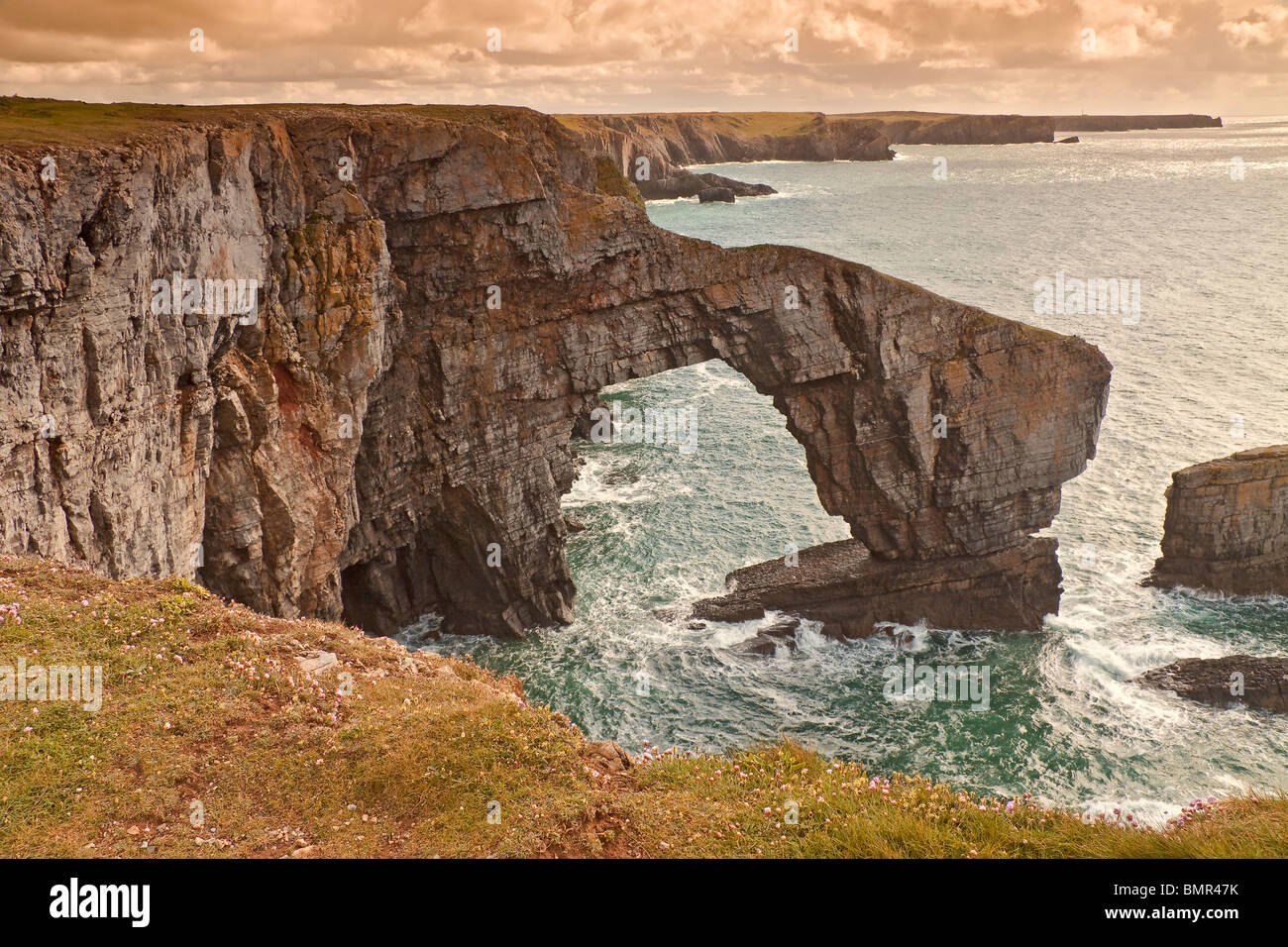 The Green Bridge Of Wales Stock Photo
