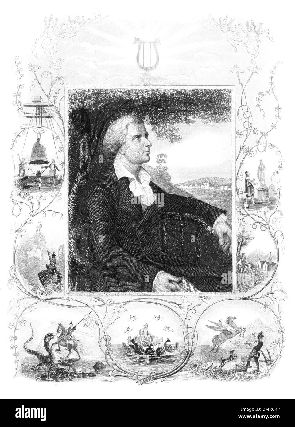 Friedrich Schiller (1759-1805) on engraving from the 1800s. German poet, philosopher, playwright. and historian. Stock Photo