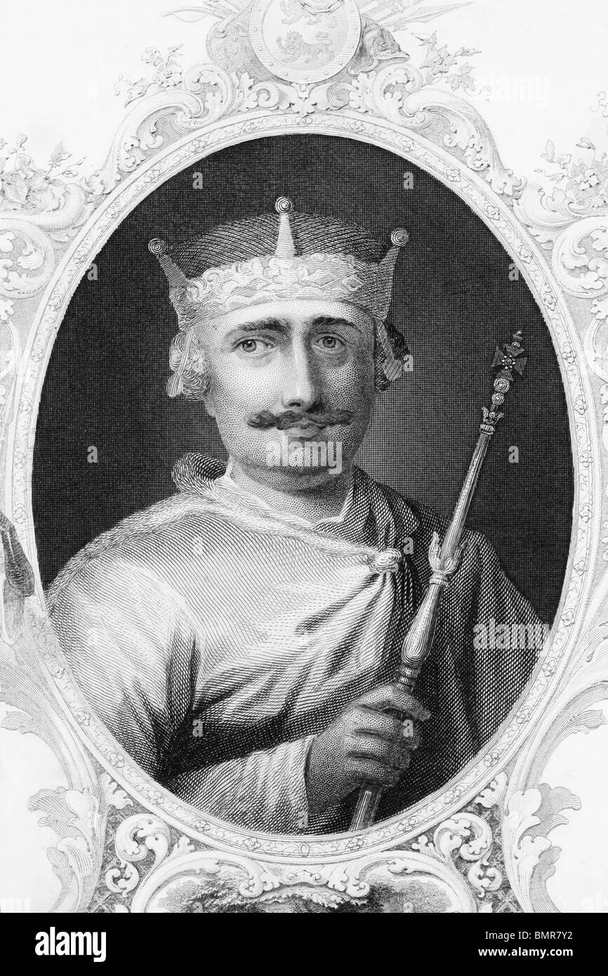 William II King of England (1056-1100) on engraving from the 1800s. King of England during 1087-1100. Stock Photo