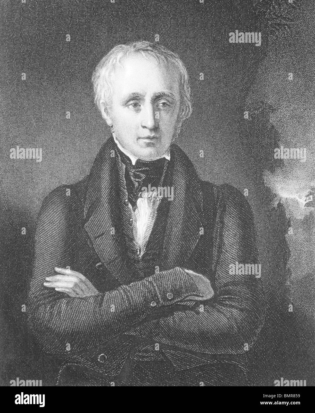 William Wordsworth (1770-1850) on engraving from the 1800s. Important English Romantic poet. Stock Photo