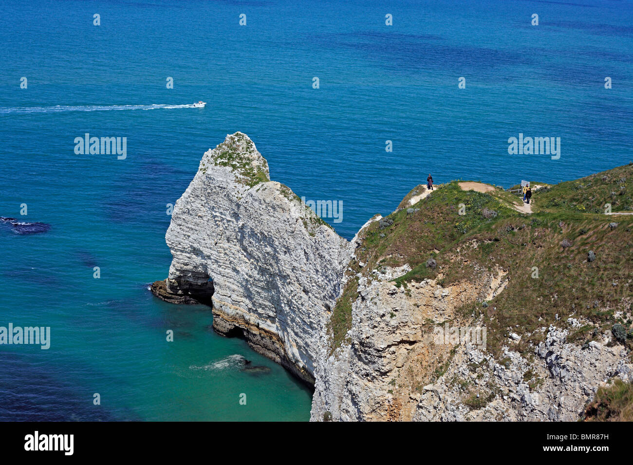 Cliffs on the sea beach, Etretat, Seine-Maritime department, Upper Normandy, France Stock Photo