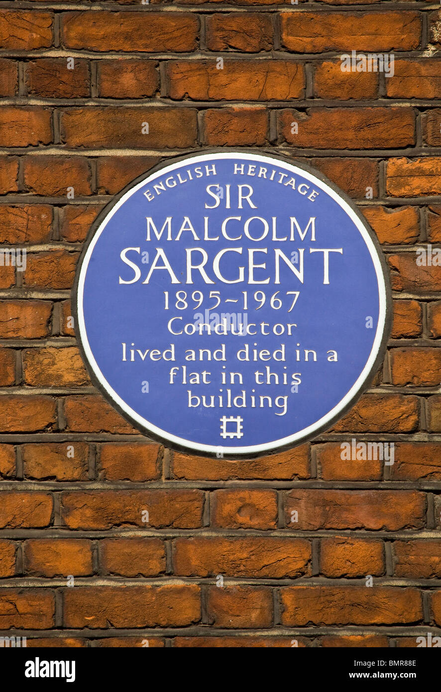 Blue Plaque of Sir Malcolm Sargent Conductor Kensington Gore London UK Stock Photo