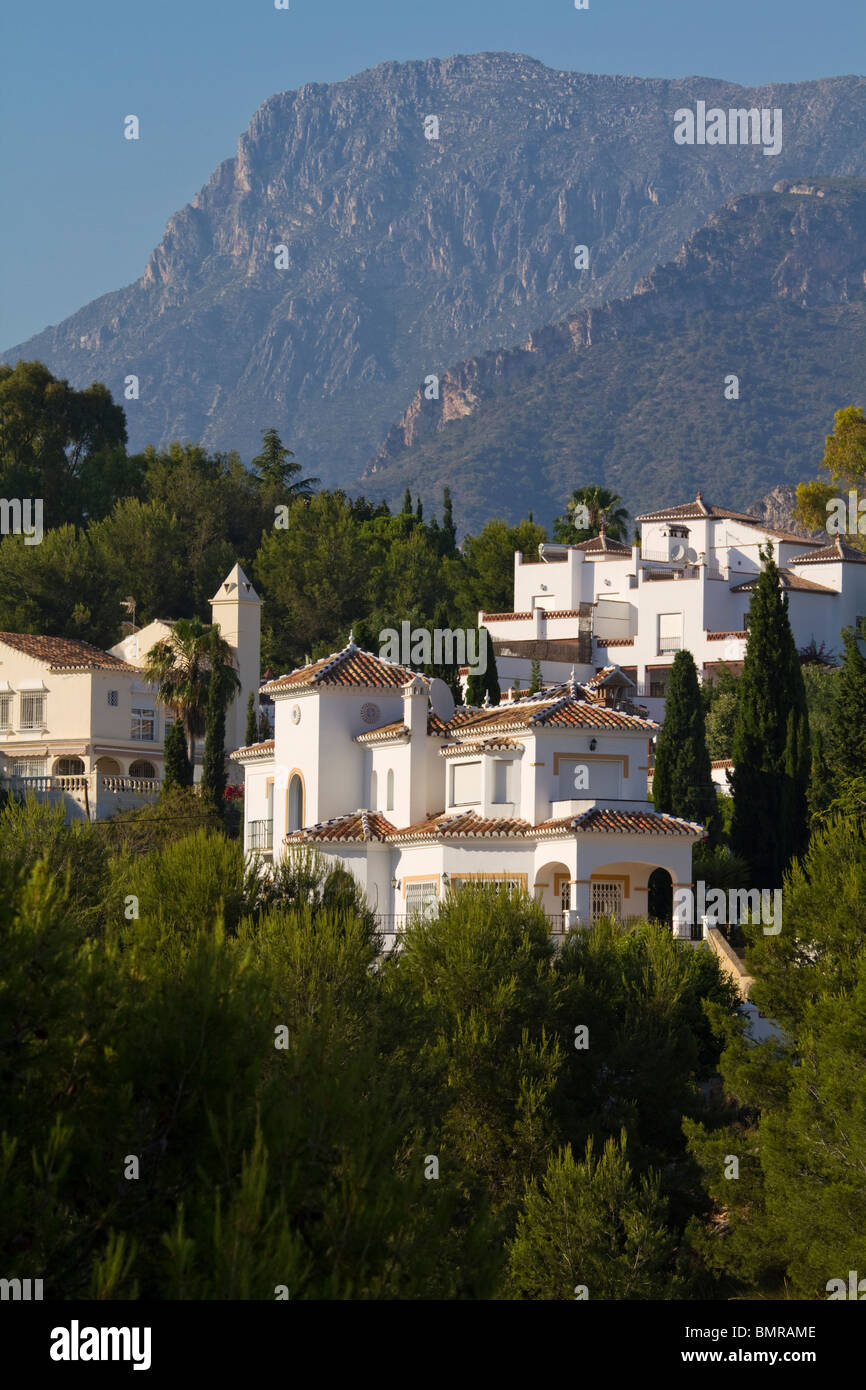 Villas in the foothills of the Sierra of Nerja,Andalucia region,Spain Stock Photo