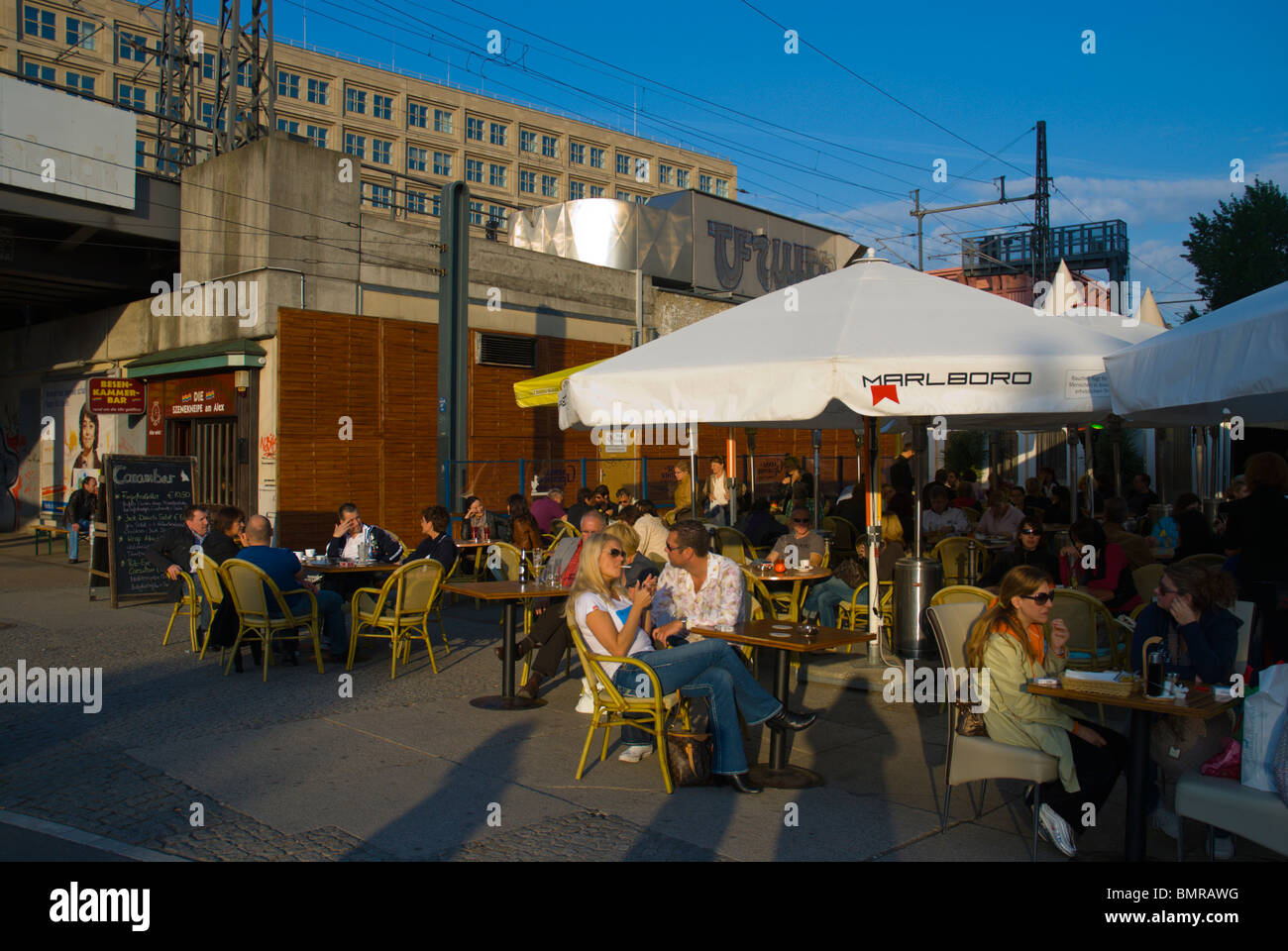 Bar terrace Alexanderplatz central Berlin Germany Europe Stock Photo