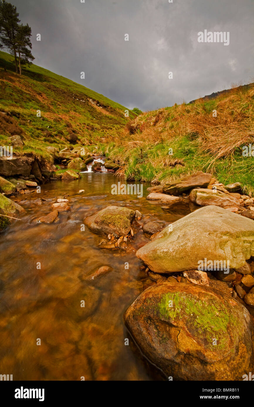 Grindsbrook Booth on the route up Kinder Scout,Derbyshire Peak District. Stock Photo