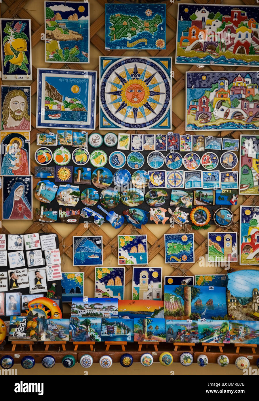 Souvenirs and pottery, Capri, Italy Stock Photo Alamy