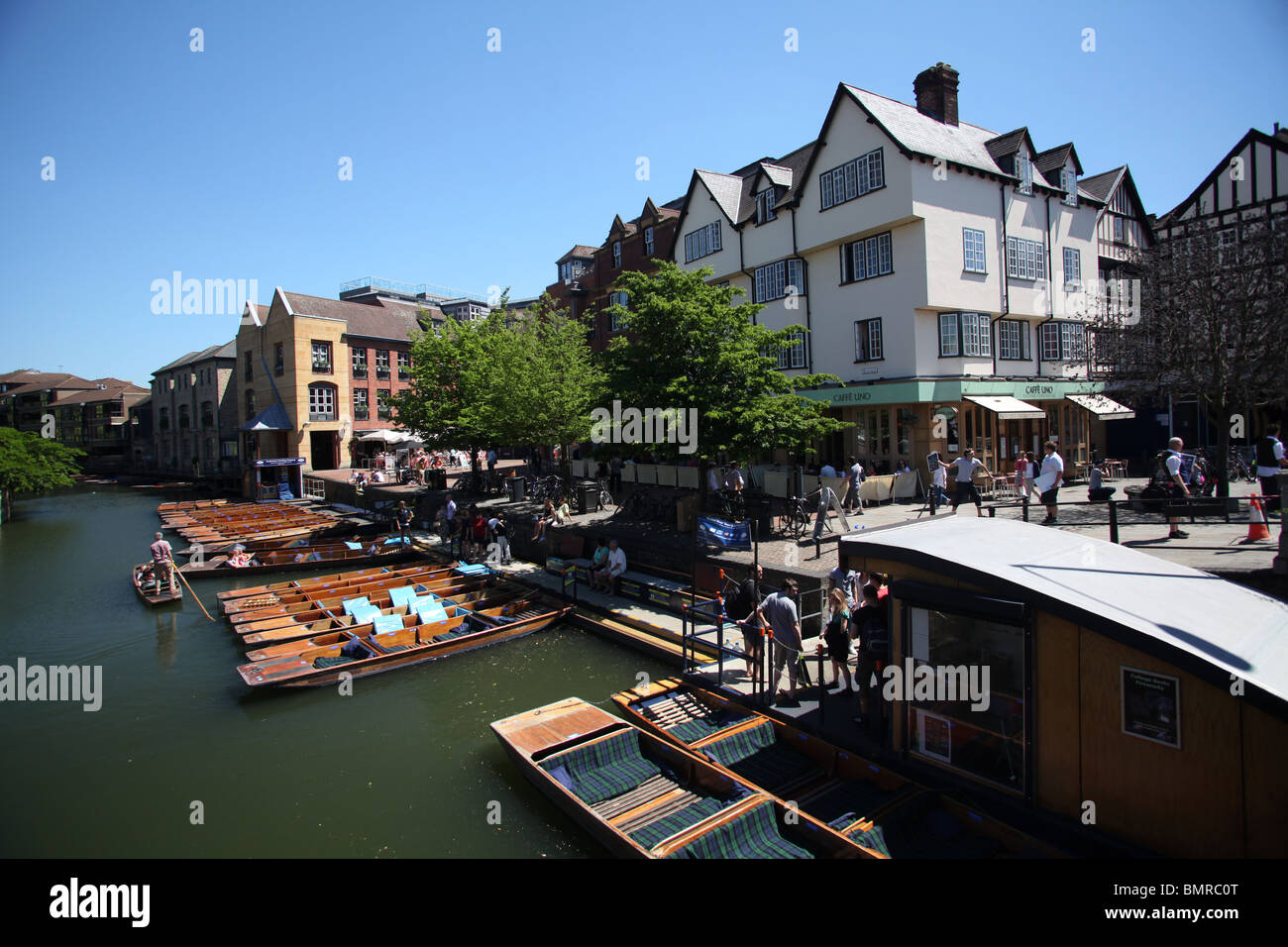 Punts on the River Cam in Cambridge, England. Stock Photo