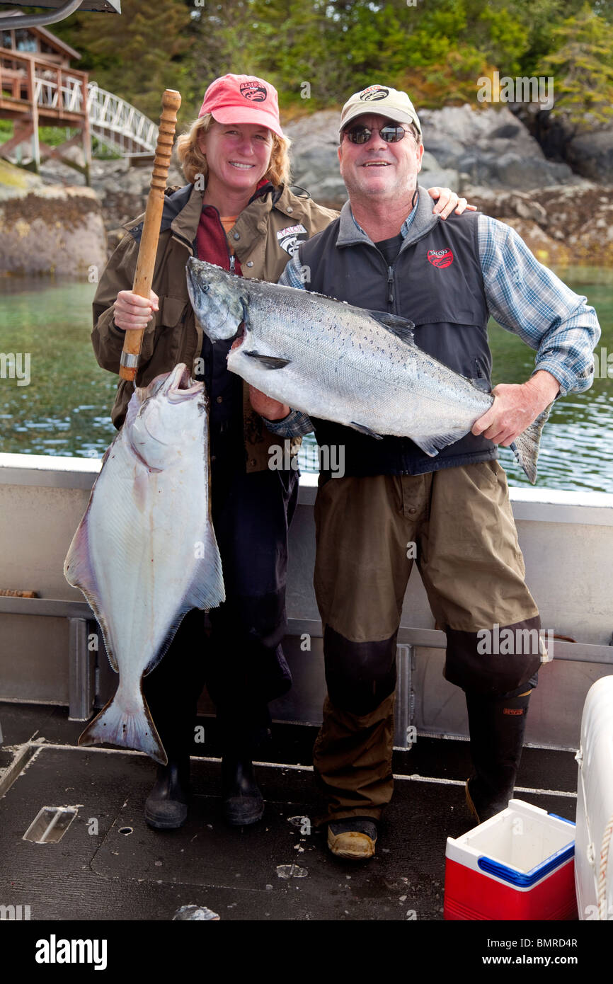 King salmon fishing, Sitka, Southeast Alaska Stock Photo