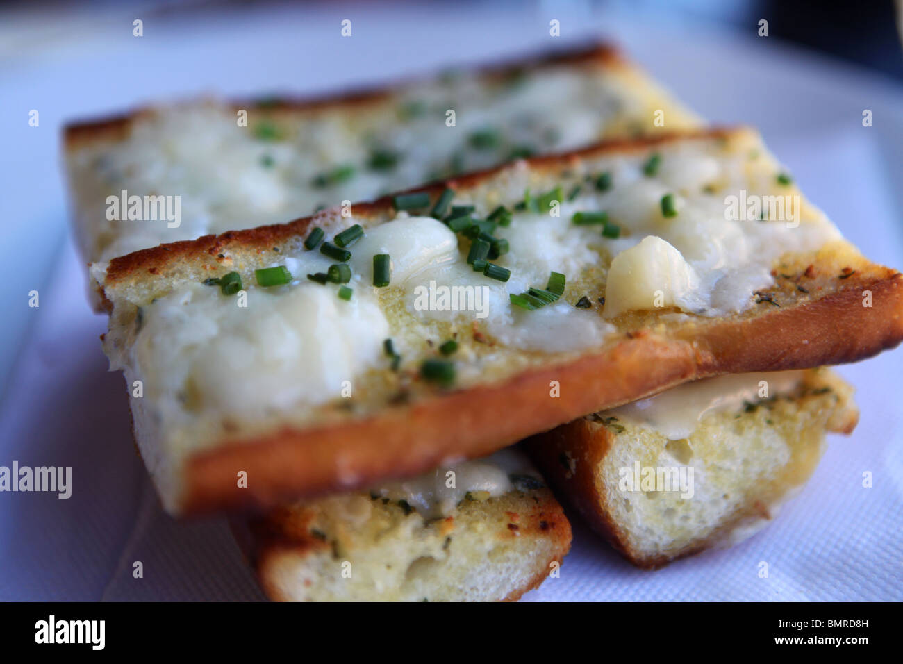 Toasted garlic bread at a restaurant in Cambridge, England Stock Photo