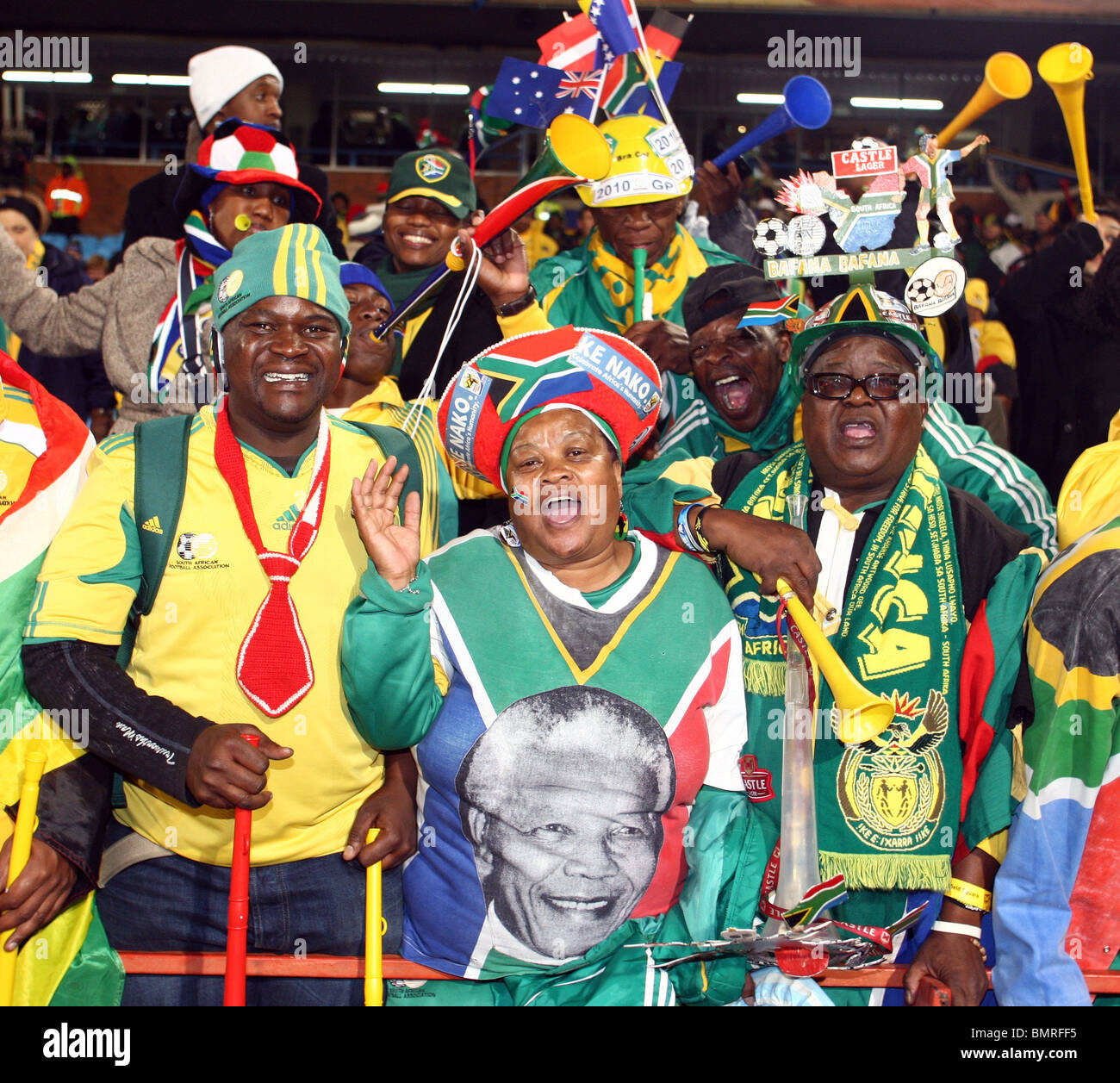 SOUTH AFRICAN FANS WITH NELSON SOUTH AFRICA V URUGUAY LOFTUS VERSFELD