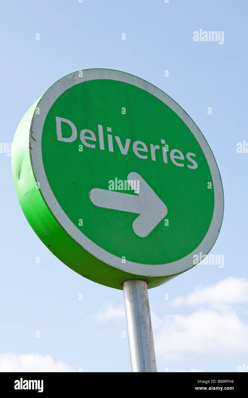 Green deliveries sign Stock Photo