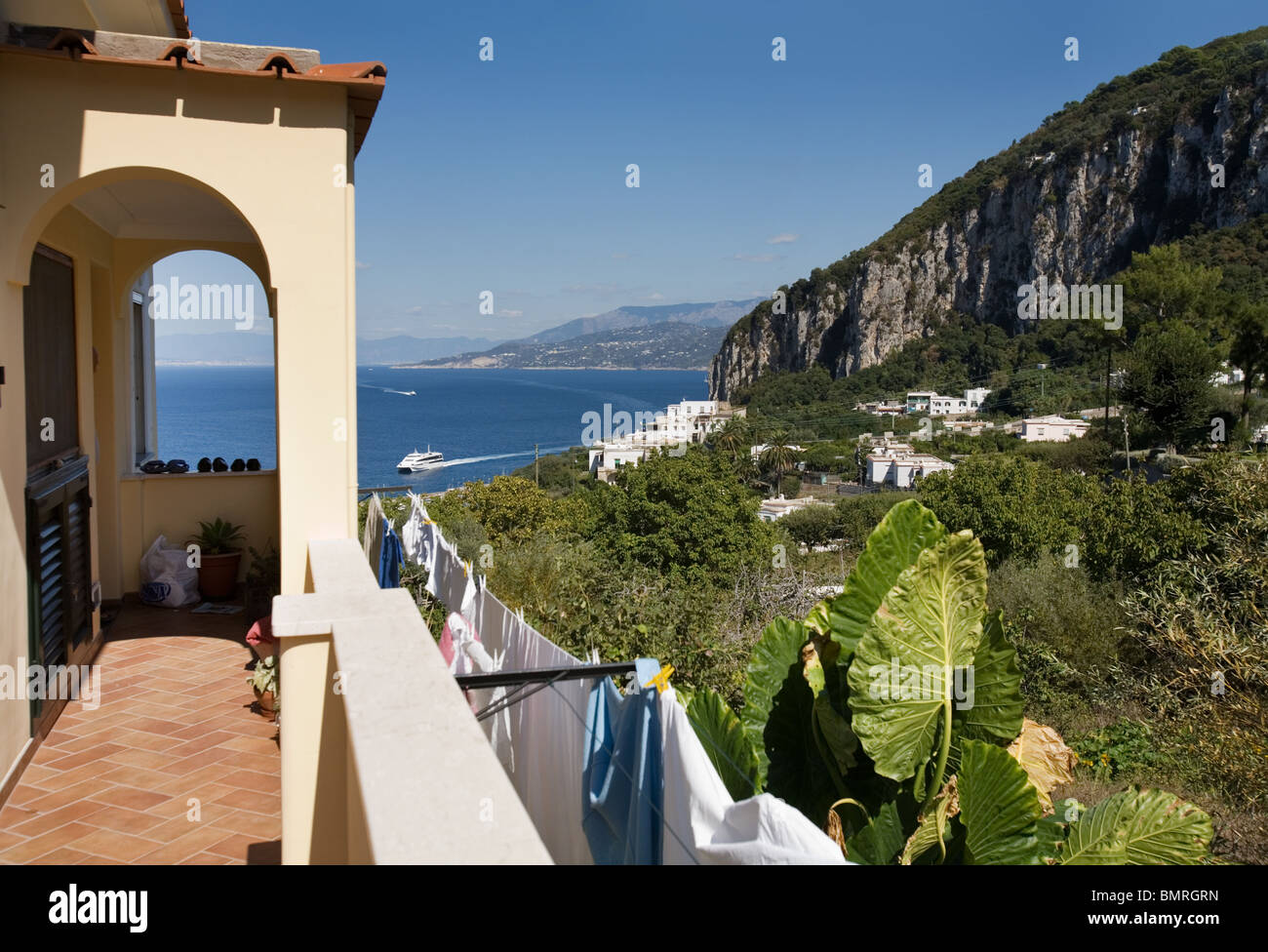 View from house porch, Capri, Italy Stock Photo