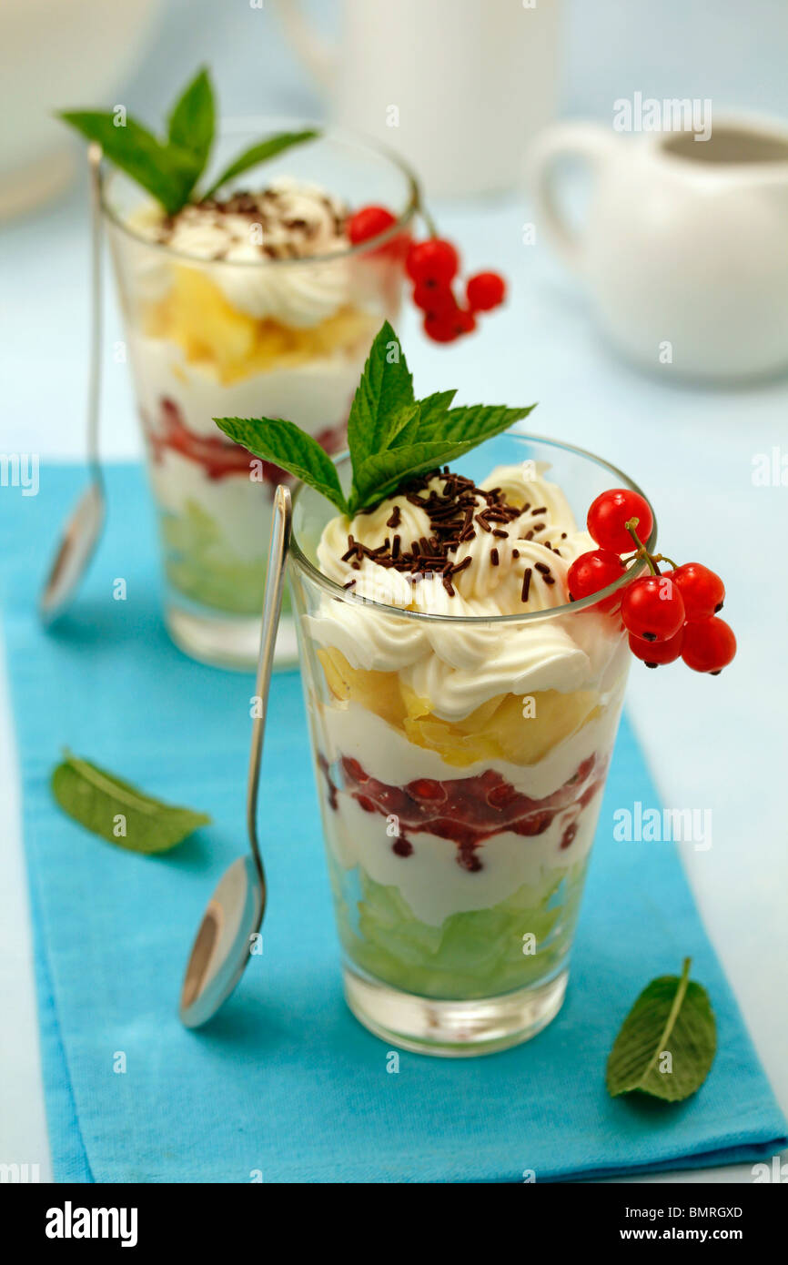 Three fruits mousse. Recipe available Stock Photo Alamy