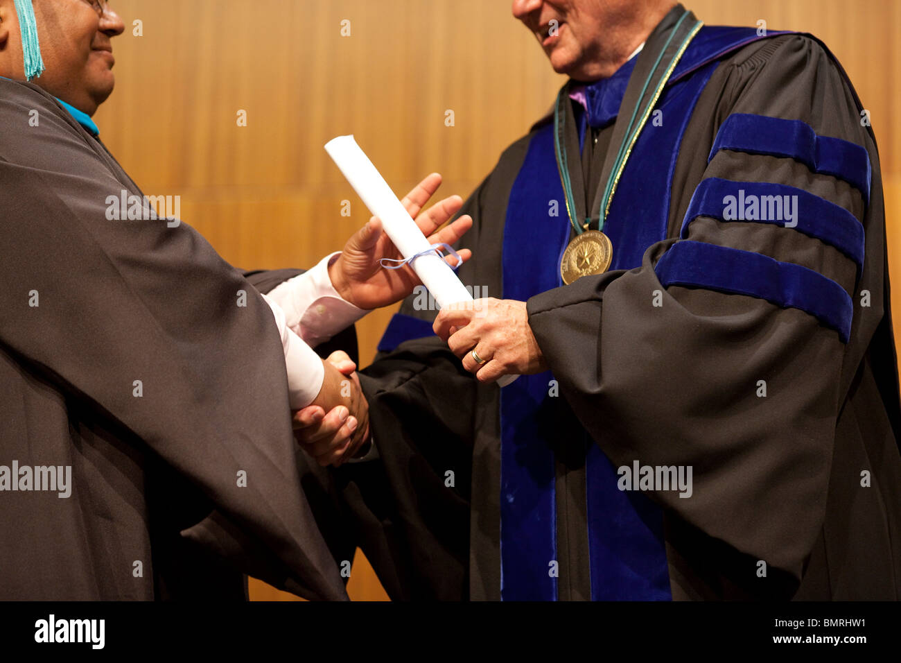 Commencement ceremony at the Lyndon Baines Johnson (LBJ) School of Public Affairs at the University of Texas at Austin. Stock Photo