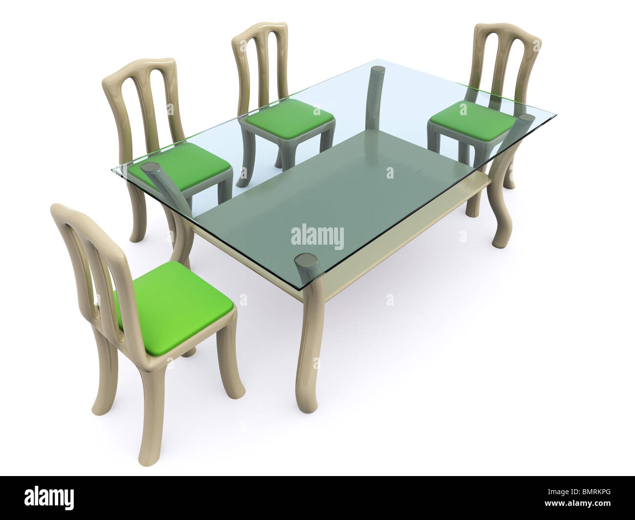 glass dining table with chairs. 3d Stock Photo - Alamy