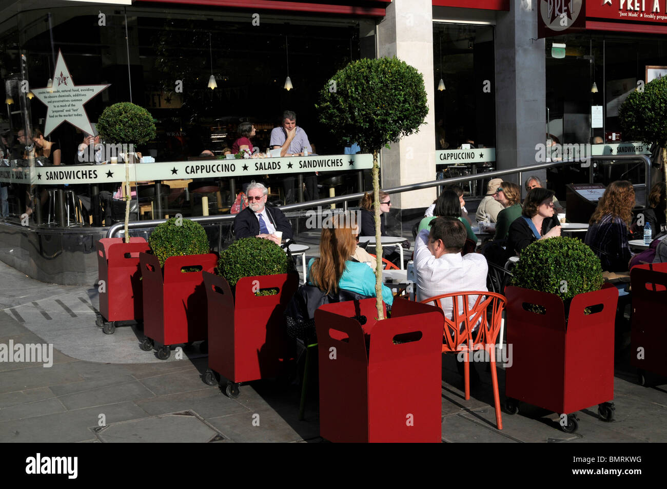 UK.Customers eating at a 'Pret a Manger' restaurant in London Stock Photo