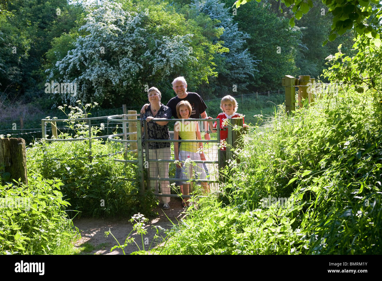 Family enjoying themselves in the countryside Stock Photo