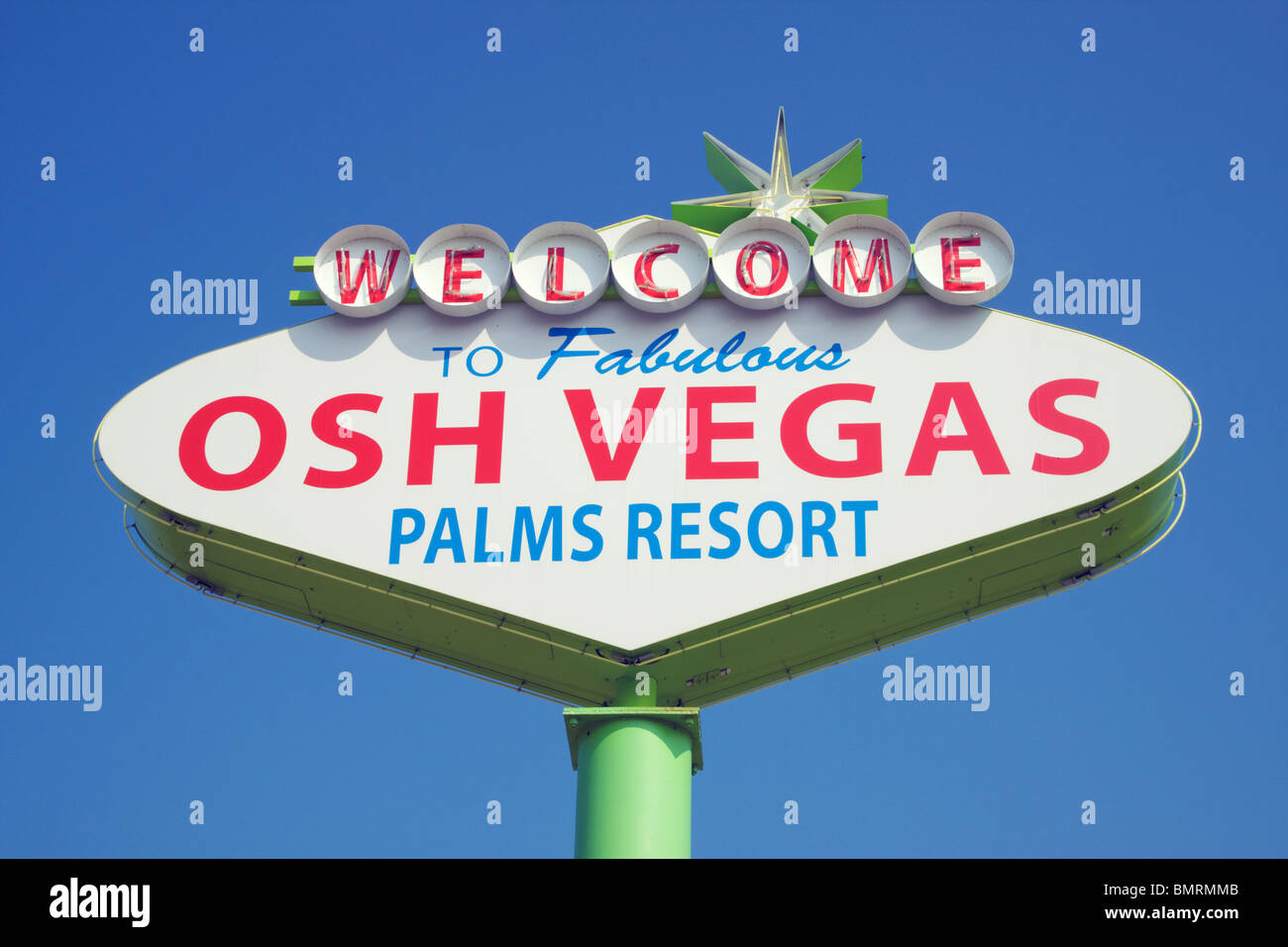 Osh Vegas Sign at the Palms Resort Wisconsin Stock Photo