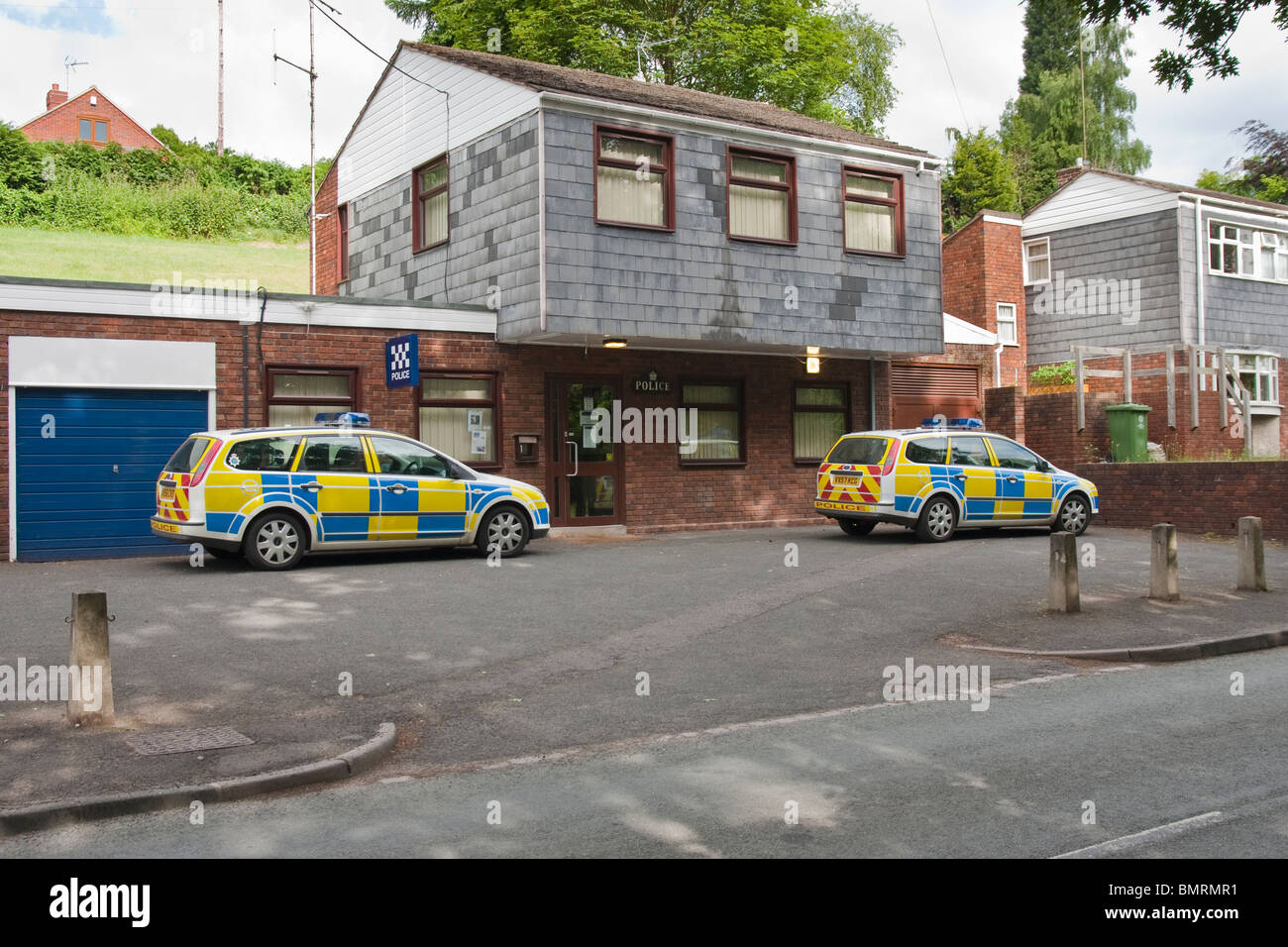 Two police cars outside a village police station Stock Photo Alamy