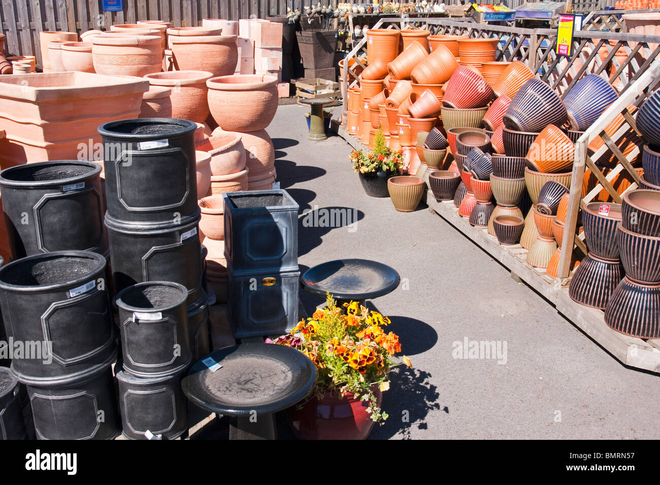 Plant pots for sale in a garden centre Stock Photo Alamy