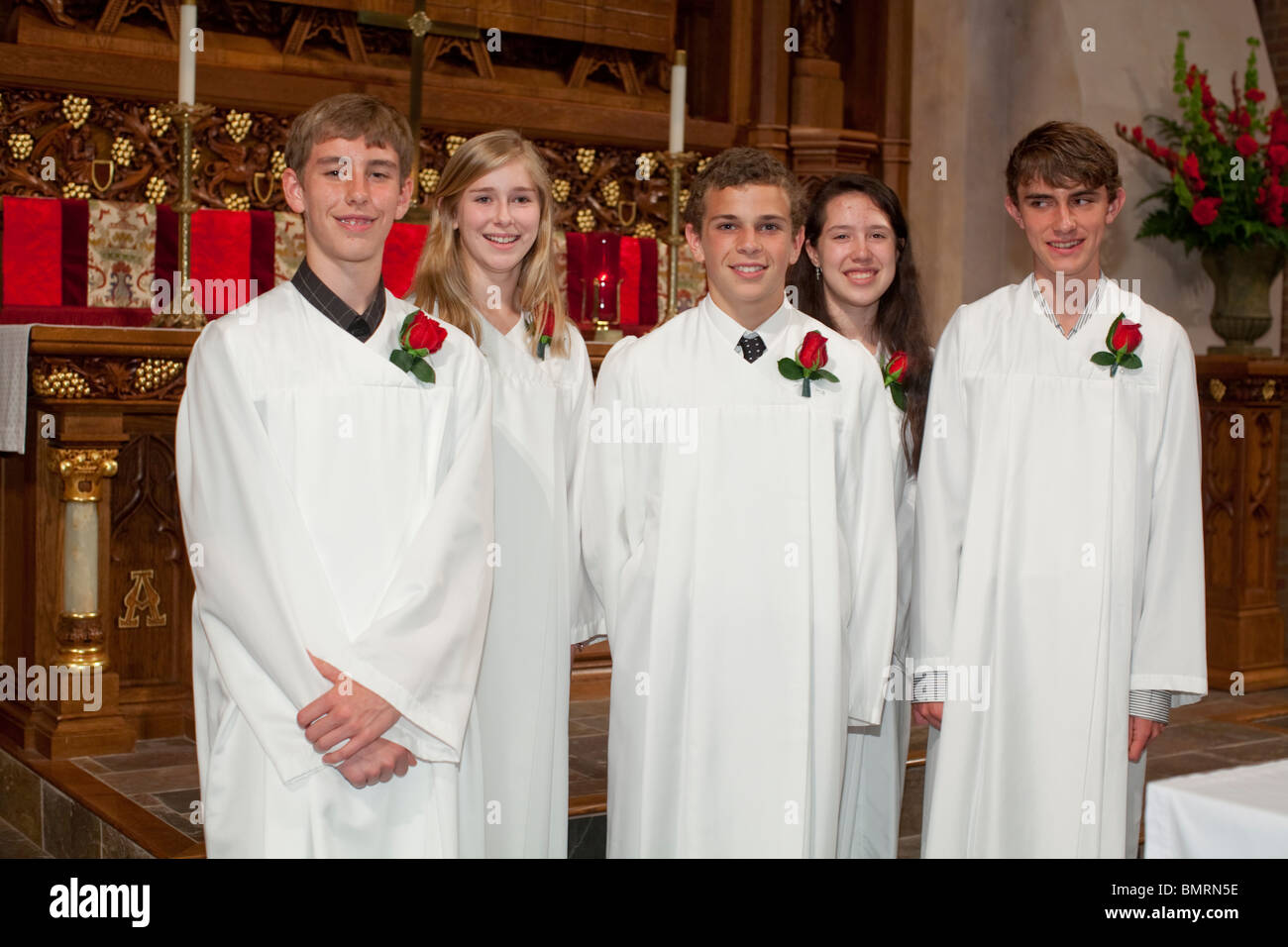 Eighth graders ages 13 and 14 participate in the Rite of Confirmation