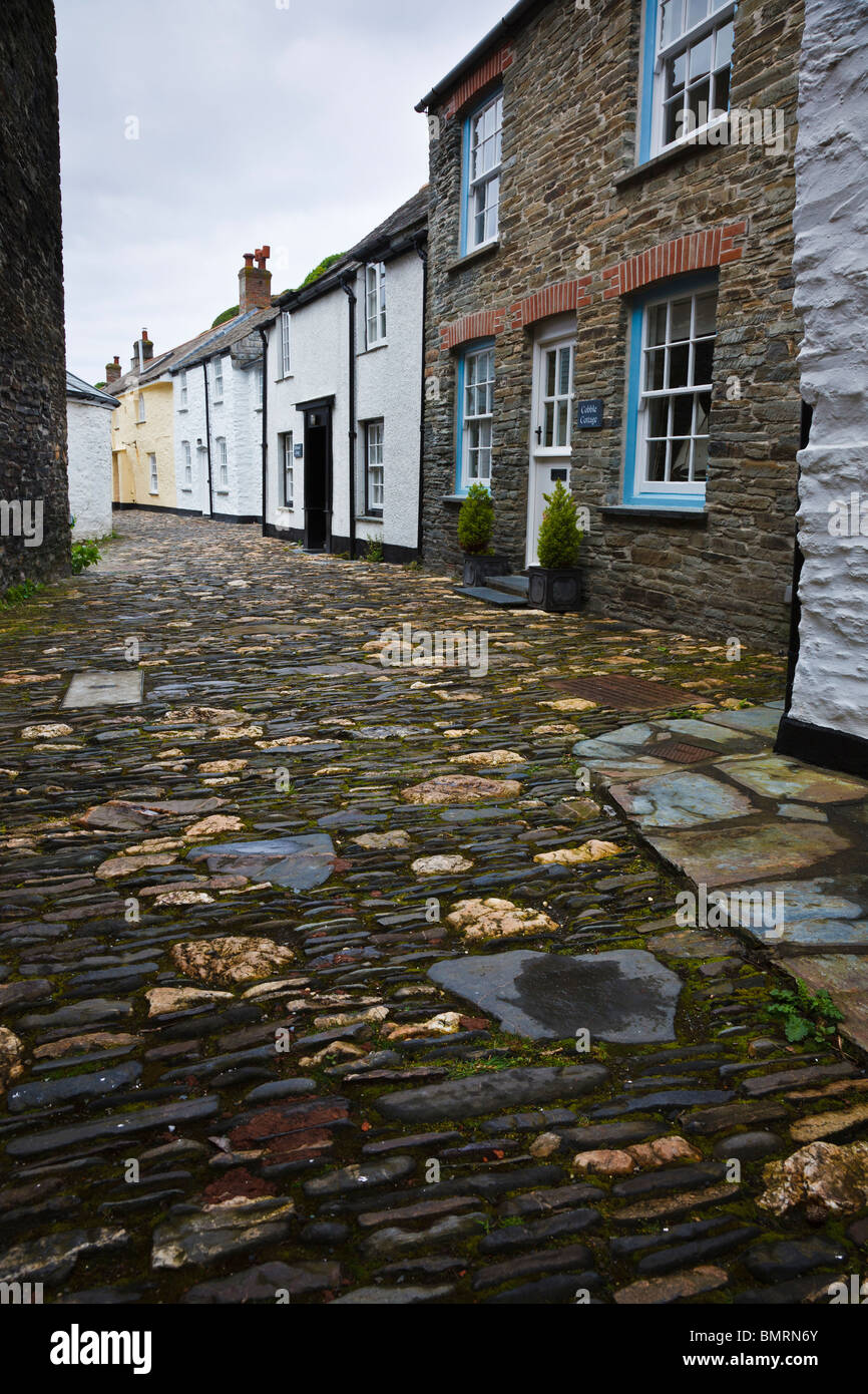 Pretty cottages at Boscastle, Cornwall, England Stock Photo
