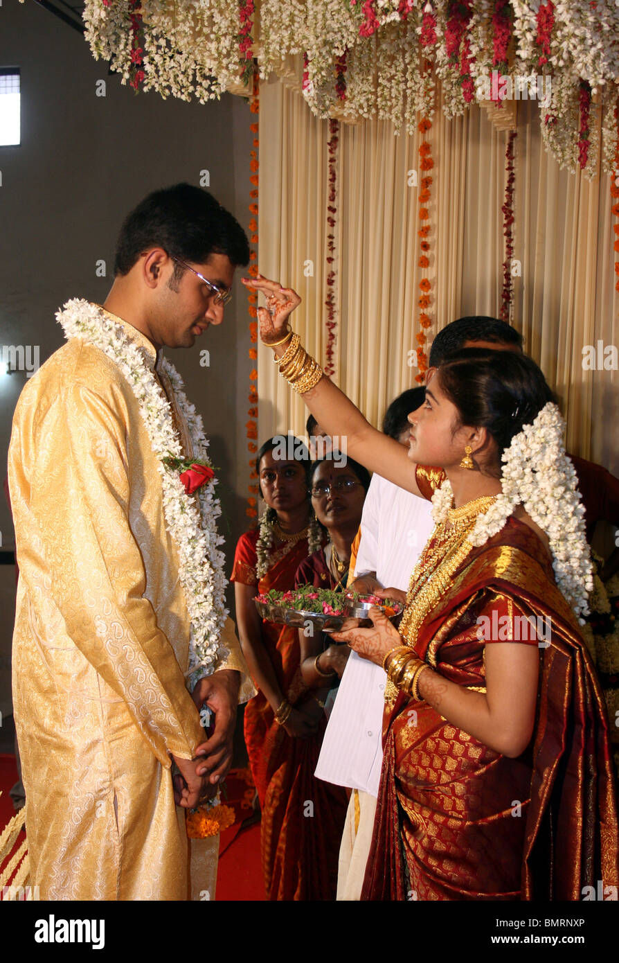 A hindu wedding ceremony in India. Stock Photo