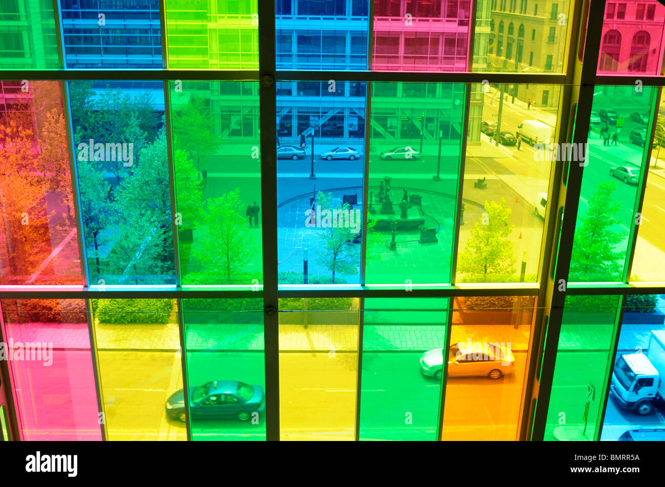 Canada, Montreal,The Coloured Glass Windows At The Palais de Congress