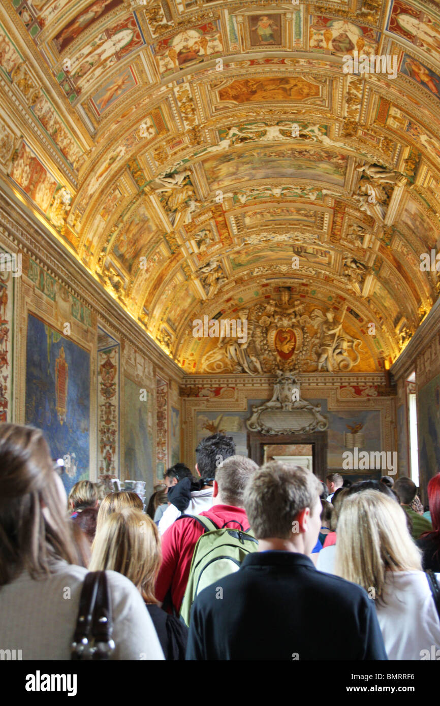 Tourists on route to the Sistine Chapel, The Vatican, Rome, Italy Stock Photo