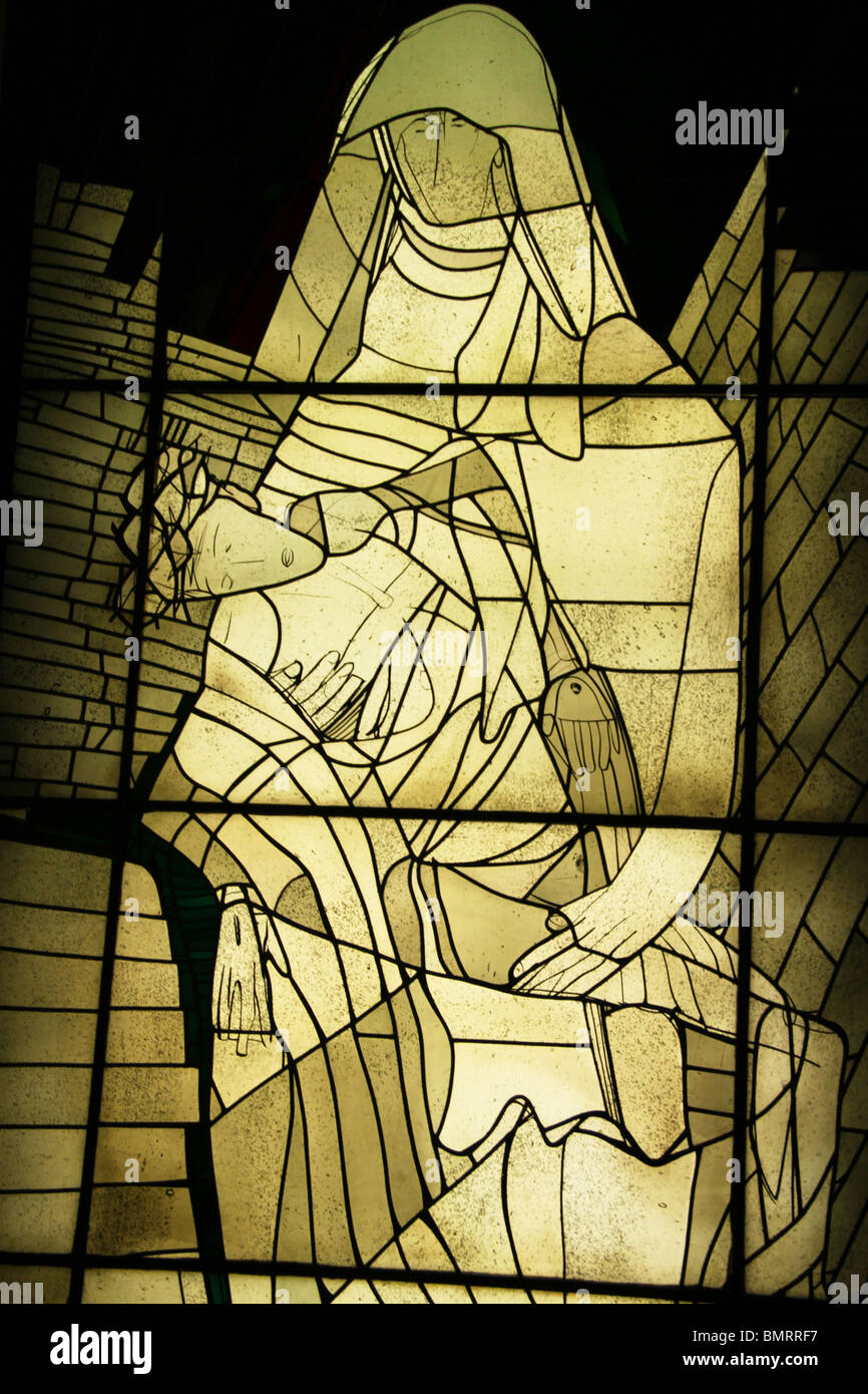 Modern Stained glass artwork, The Vatican, Rome Stock Photo