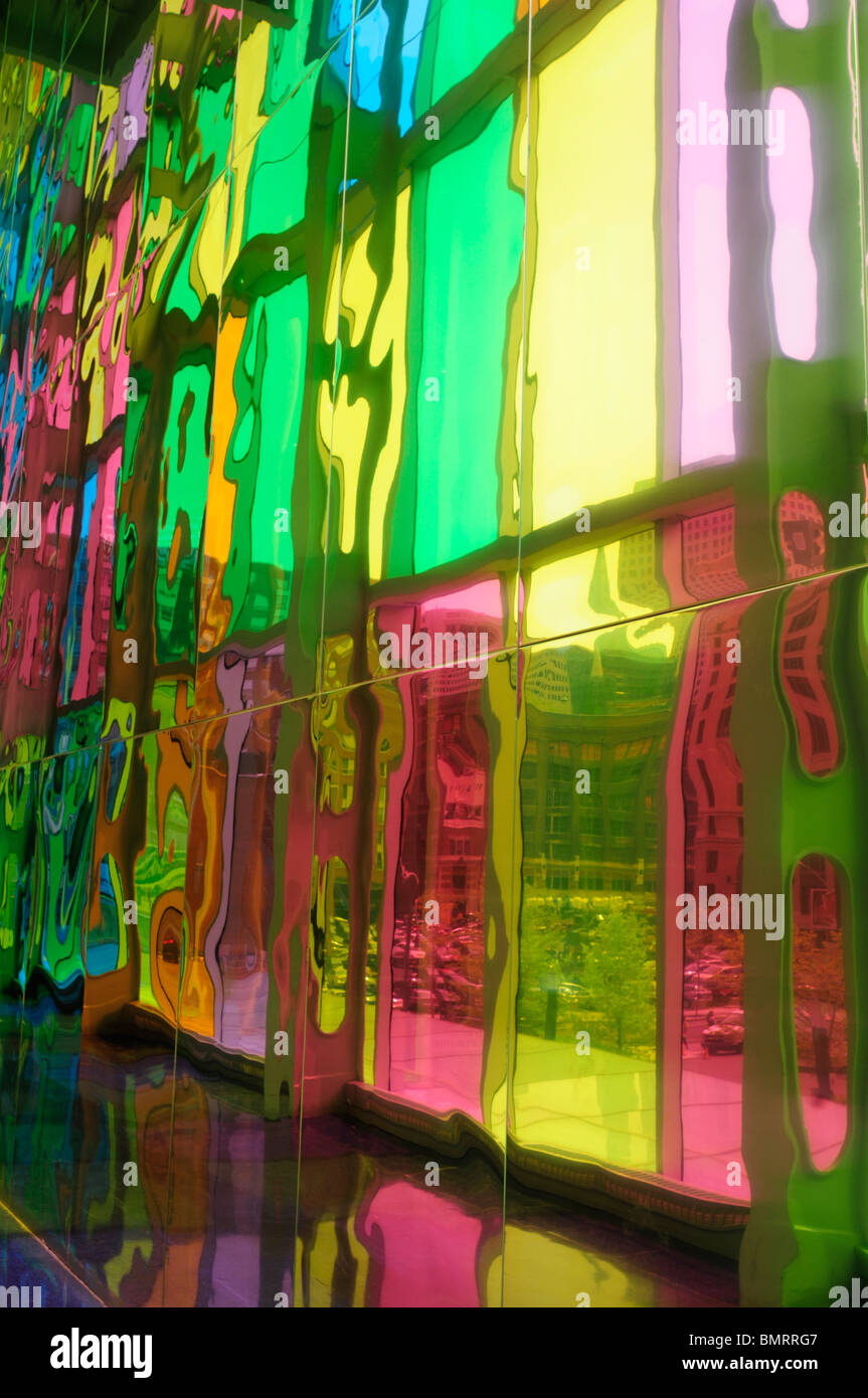 Canada, Montreal, The Coloured Glass Windows At The Palais de Congress
