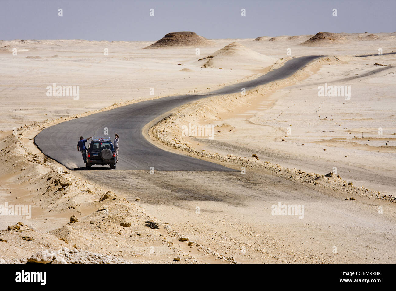 4x4 in White desert. Egypt Stock Photo