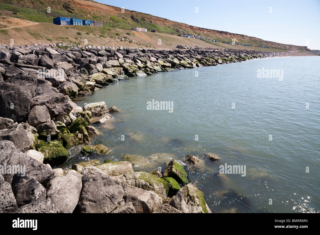 Rock  sea defences at Barton on Sea Stock Photo