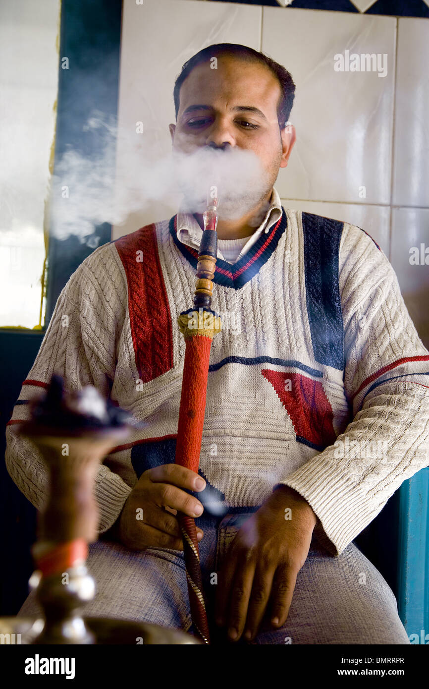Man smoking water pipe. Egypt Stock Photo Alamy