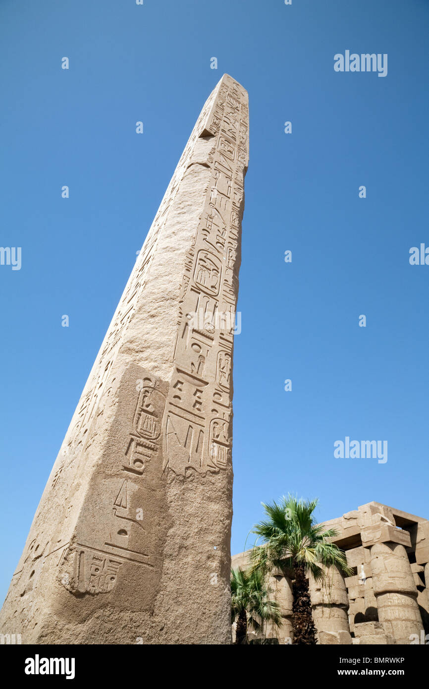 The obelisk of the female pharaoh Queen Hatshepsut, in Karnak temple, Luxor, Egypt Stock Photo