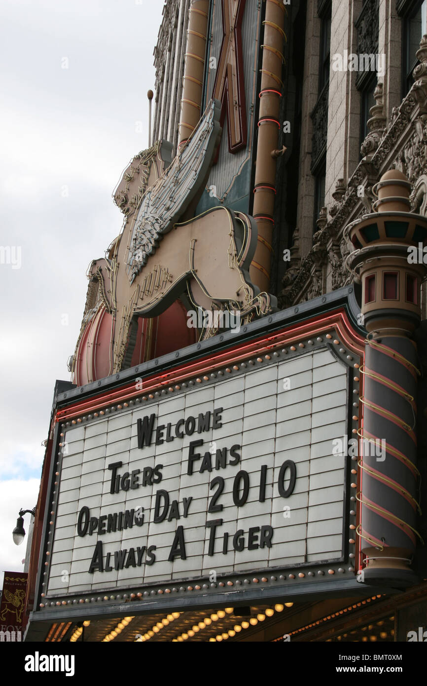 The Fox Theatre supporting the Detroit Tigers Opening Day Stock Photo
