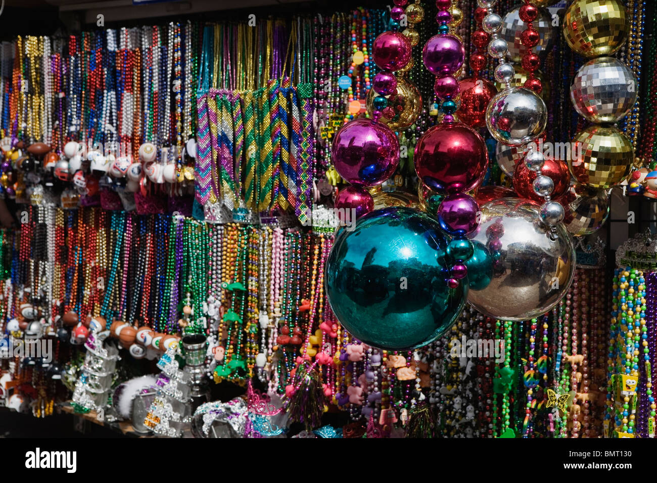 Las Vegas, Nevada, United States Of America; Large And Small Beaded Necklaces Hanging On Display Stock Photo