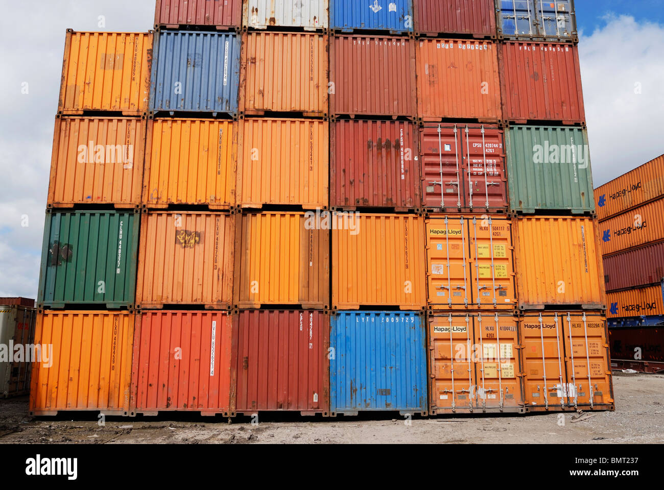 Containers in Knowsley freight terminal, Knowsley Business Park