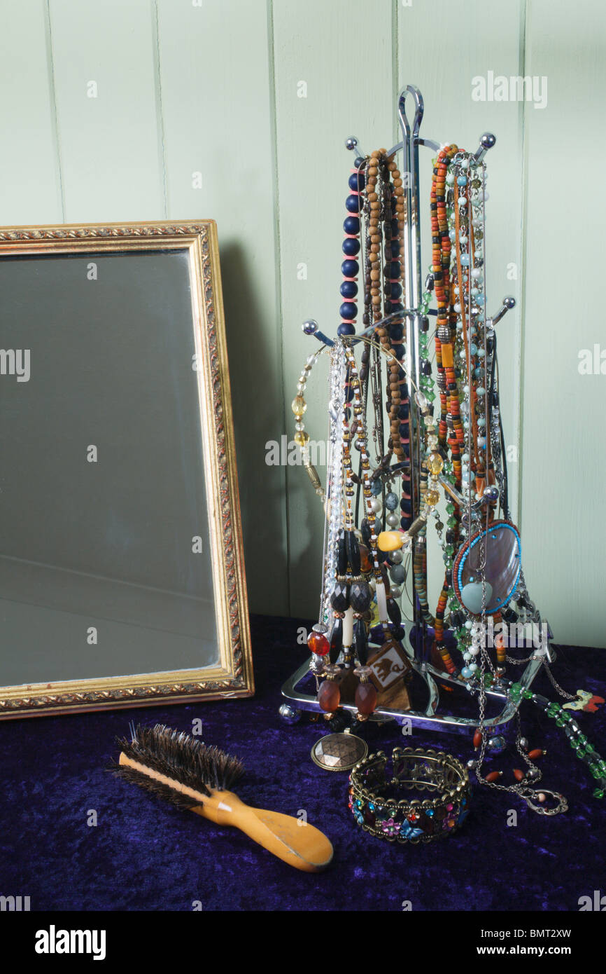 Jewellery hanging on a stand. Stock Photo