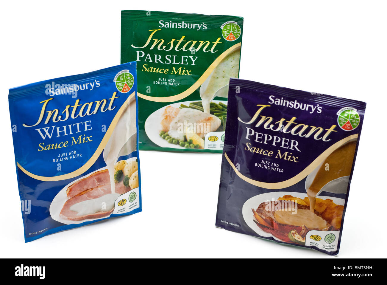Three packets of Sainsburys instant sauce mixes Stock Photo Alamy