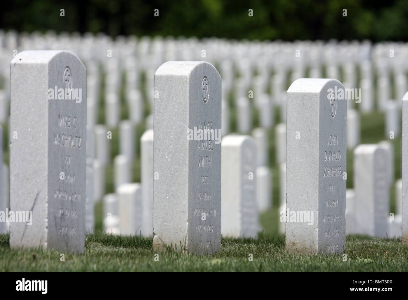 Grave stone marker at the Wood National Cemetery at the Zablocki VA medical Center Milwaukee Wisconsin Stock Photo