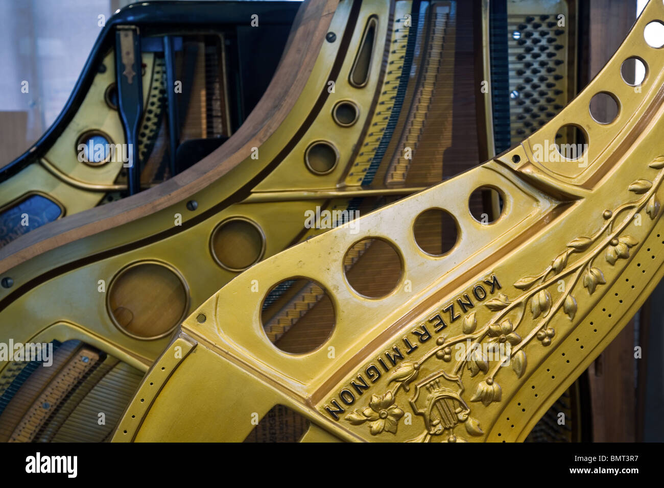 Parts of a cast-iron Grand Piano frame, Vienna, Austria Stock Photo