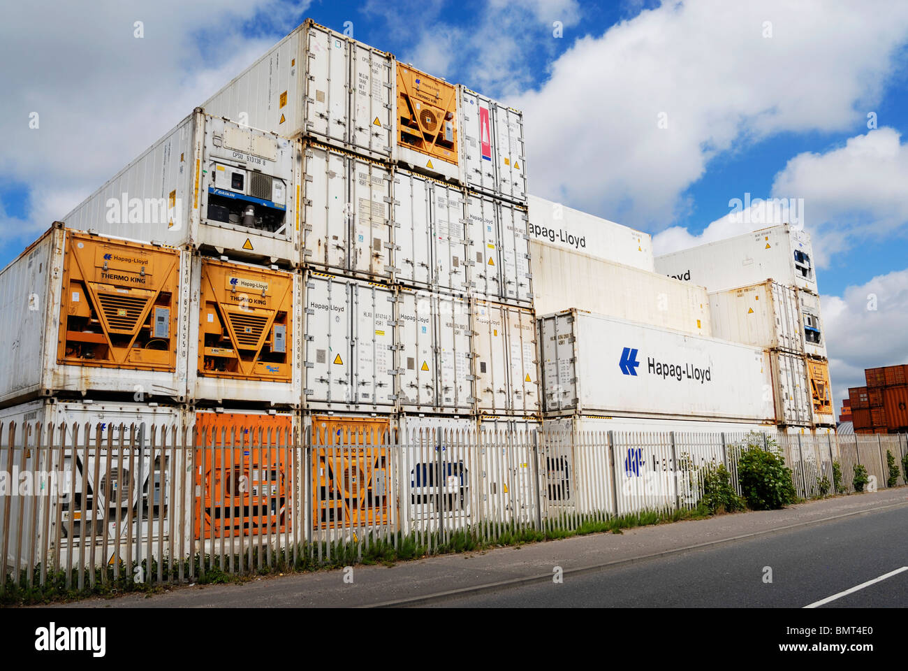 Containers in Knowsley freight terminal, Knowsley Business Park