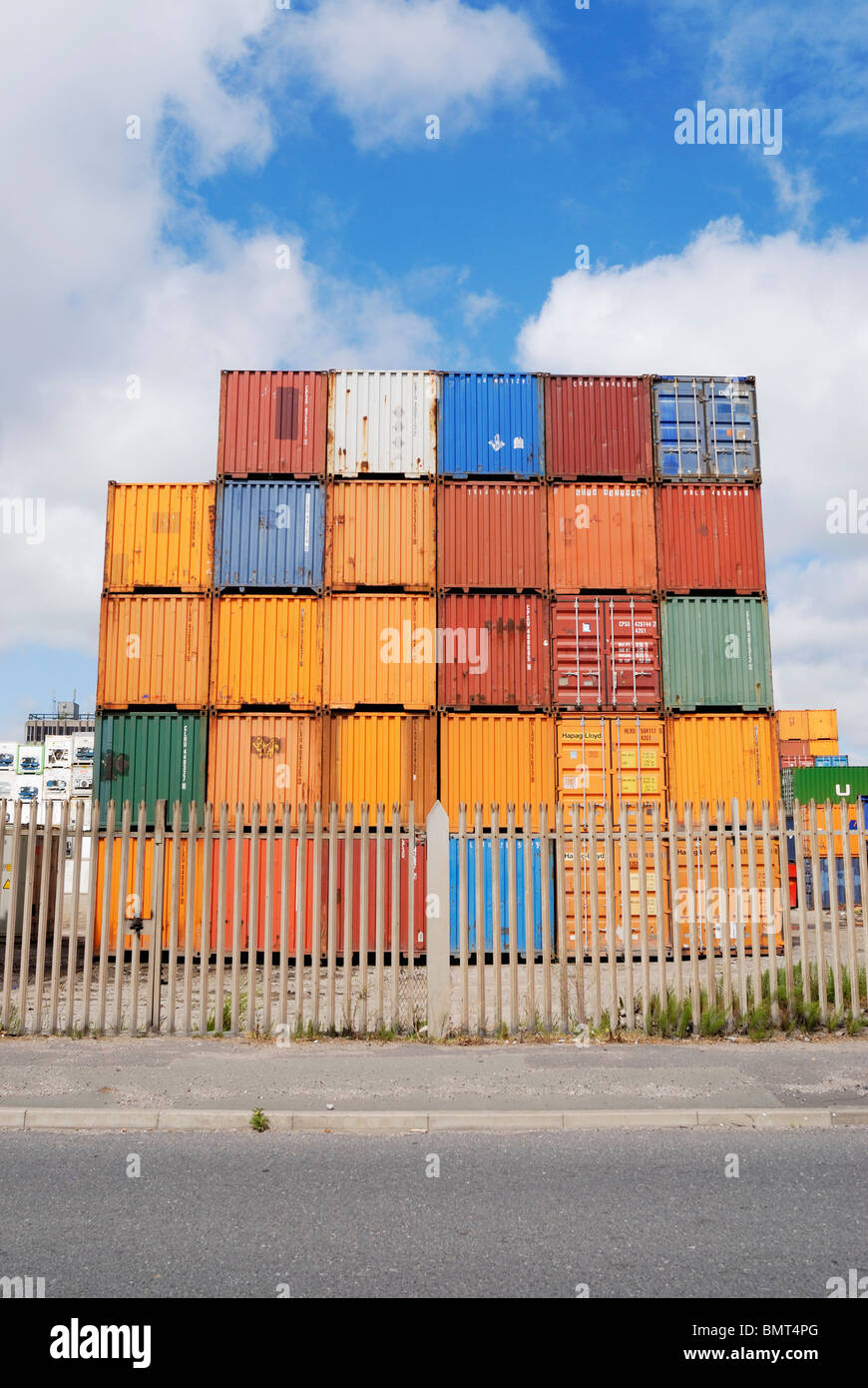 Containers in Knowsley freight terminal, Knowsley Business Park