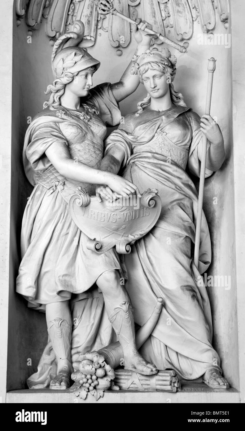 mytholgy statue of virtue from vienna - Michaelsgate Stock Photo