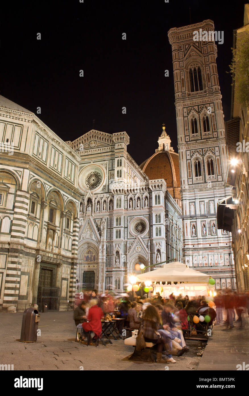 Florence - cathedral of Santa Maria del Fiore in the night - west facade Stock Photo