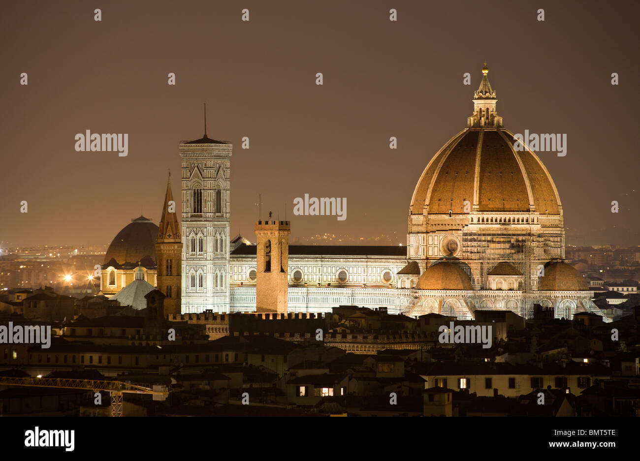 Florence - cathedral of Santa Maria del Fiore in the night - look from Piazza Michelangelo Stock Photo