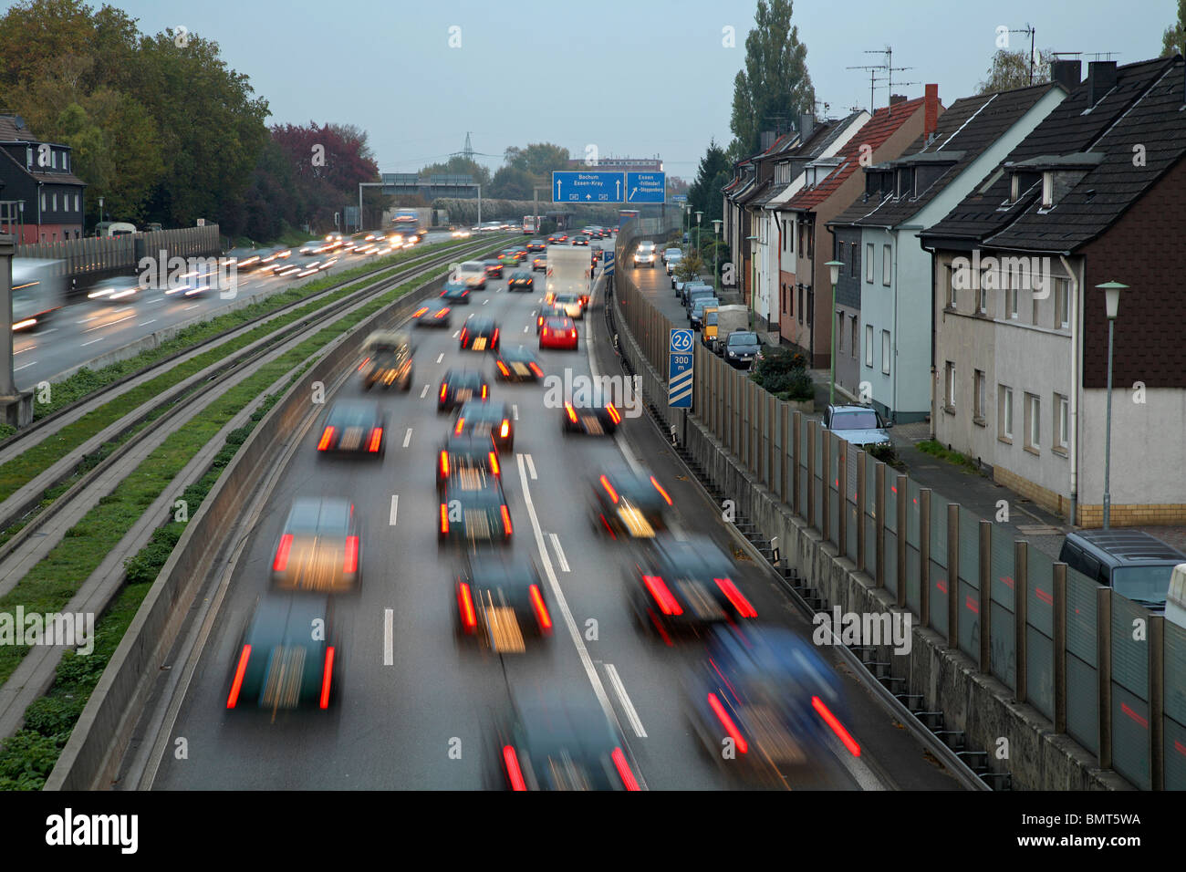 Rush-hour on the highway A40, Essen, Germany Stock Photo