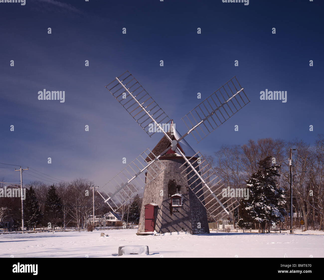 Windmill in Winter, MA Stock Photo Alamy