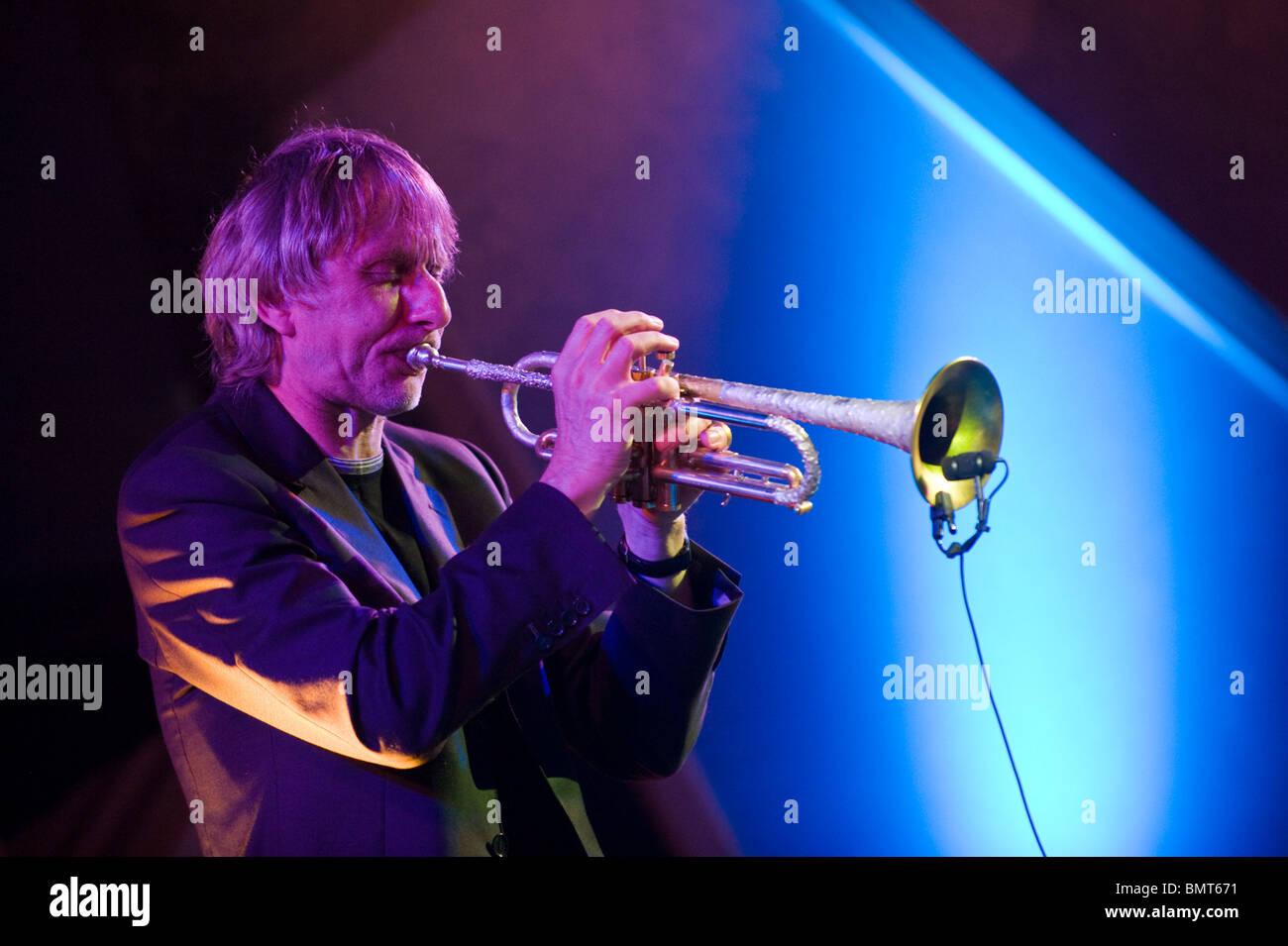 Live music, French jazz trumpeter Erik Truffaz performing at Hay Festival 2010 Hay on Wye Powys Wales UK Stock Photo